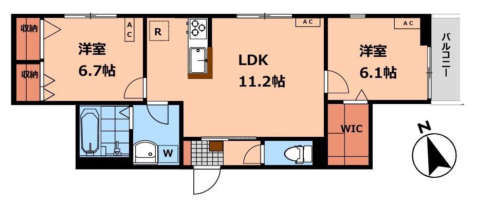 CASA ROSETO(2LDK/1階)の間取り写真
