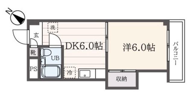 コーポ山下(1DK/3階)の間取り写真