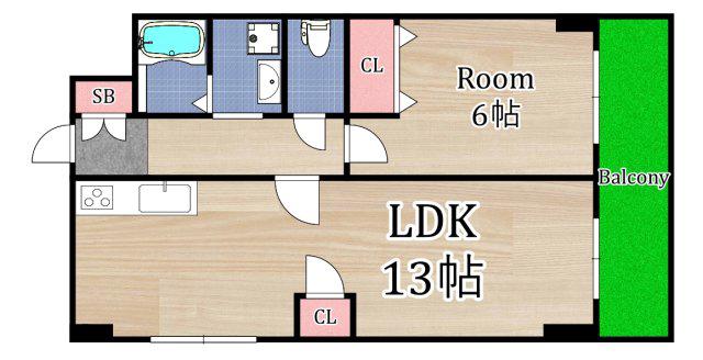 泰平第Iビル(1LDK/3階)の間取り写真
