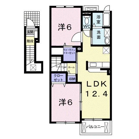 フォレストヒルB(2LDK/2階)の間取り写真