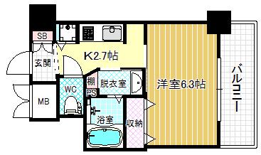 アクアプレイス梅田5(1K/11階)の間取り写真
