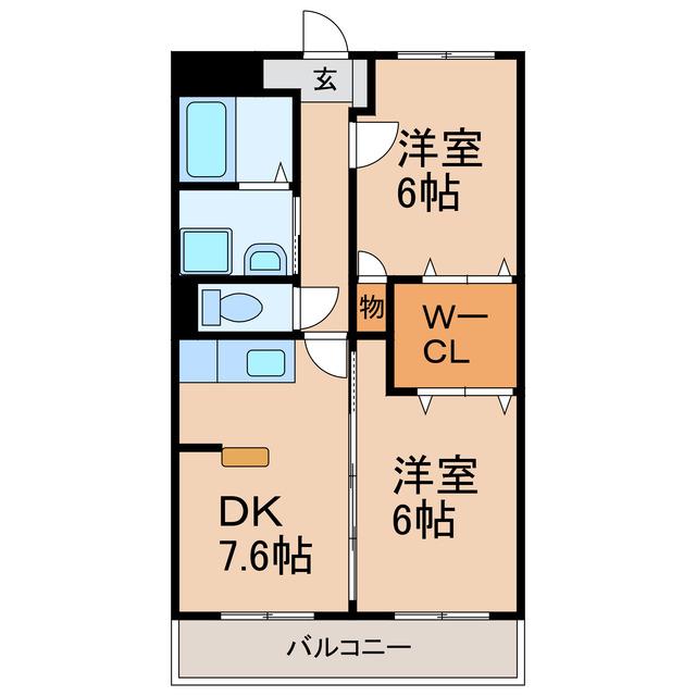 コンフォート鳥居松(2DK/1階)の間取り写真