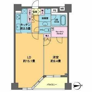 カスタリア高輪(1LDK/3階)の間取り写真