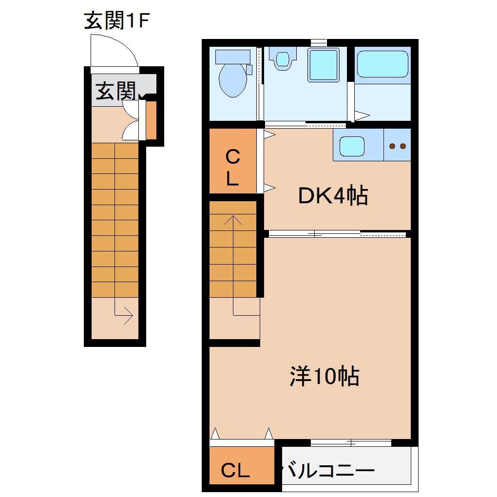 エステート四日市IB(1DK/2階)の間取り写真