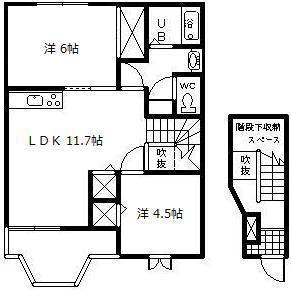 アメニティ源藤B(2LDK/2階)の間取り写真