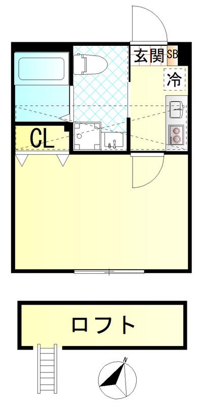BLOOM元住吉(1K/2階)の間取り写真