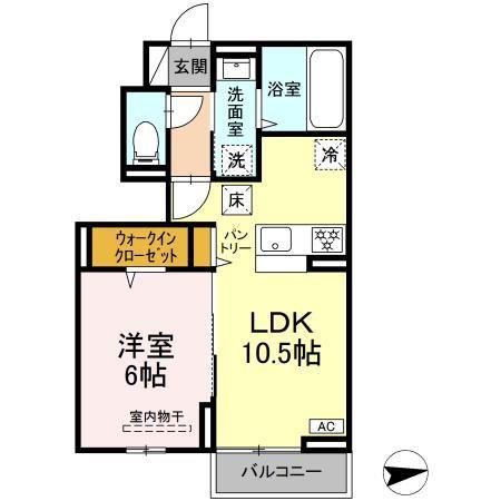 セレスティア八木田(1LDK/1階)の間取り写真