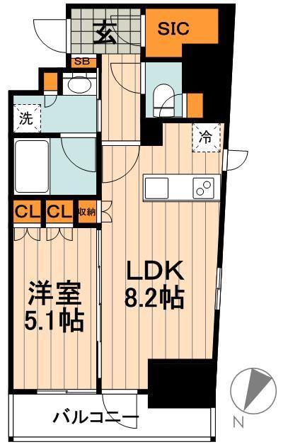 プラウドフラット三越前(1LDK/10階)の間取り写真