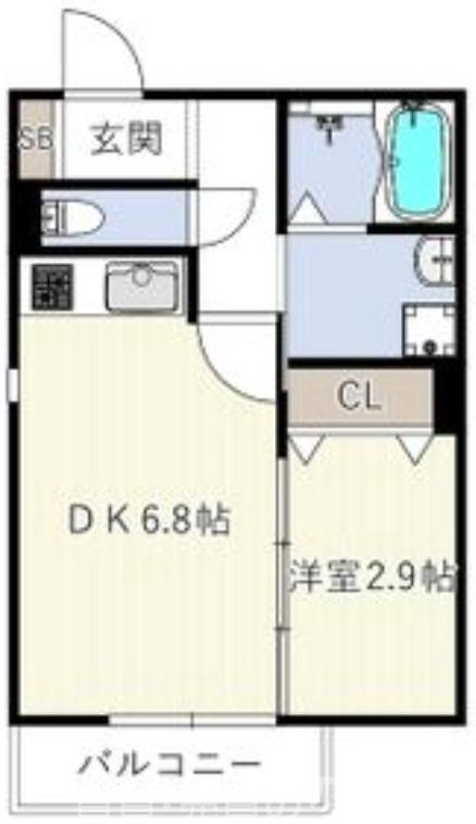 SMITH堺(1DK/1階)の間取り写真