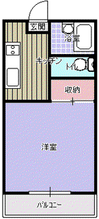 プレジール小白川B(1K/1階)の間取り写真