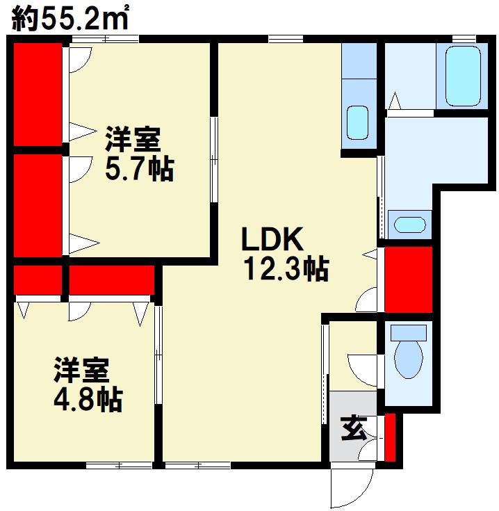 ベネティア館(2LDK/1階)の間取り写真