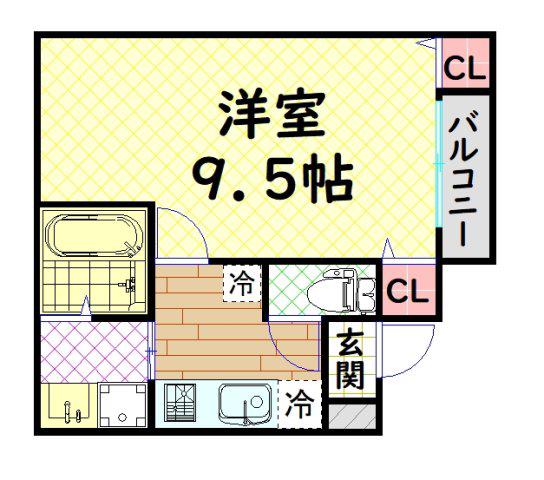 フジパレス百舌鳥駅南III番館(1K/2階)の間取り写真