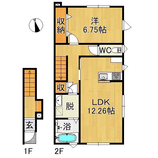 サンガーデン樹木B(1LDK/2階)の間取り写真