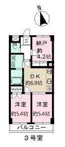 西船橋レジデンス(2SDK/3階)の間取り写真