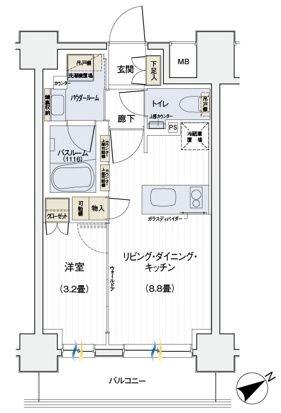 デュオステージ海老名II(1LDK/10階)の間取り写真