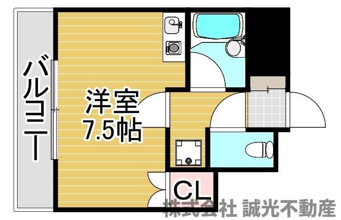 リリーフ天神東(1K/7階)の間取り写真