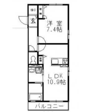 ラピナス(1LDK/3階)の間取り写真
