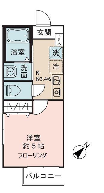 レオ五拾壱番館(1K/2階)の間取り写真