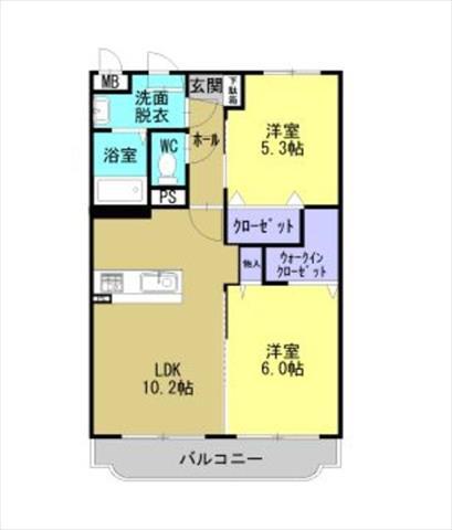 エトワール(2LDK/1階)の間取り写真
