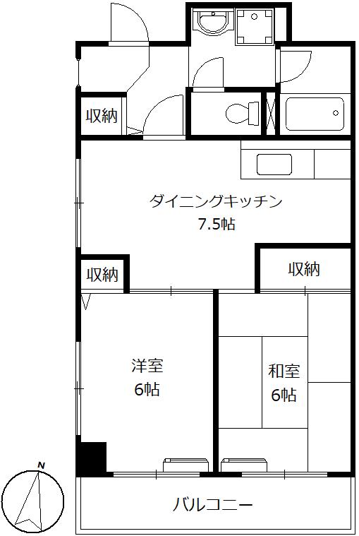 FIORE世田谷公園(2DK/3階)の間取り写真