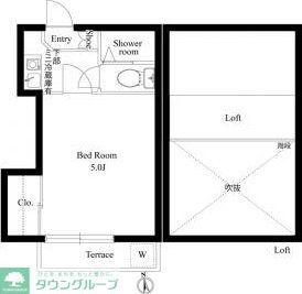 ECOL RESORT茅ヶ崎A(1K/1階)の間取り写真