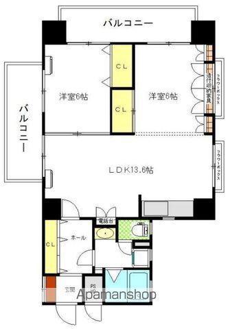 ハイツ別府(2LDK/2階)の間取り写真