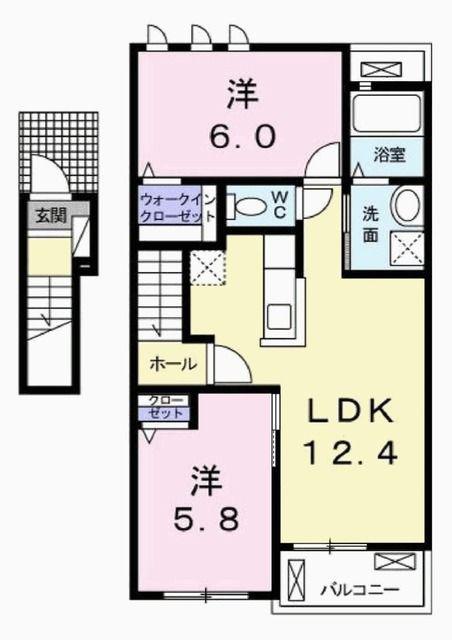 ダンディライオンII(2LDK/2階)の間取り写真