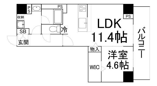 LAZO内久宝寺(1LDK/9階)の間取り写真