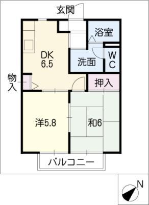 ディアス北村 C(2DK/1階)の間取り写真