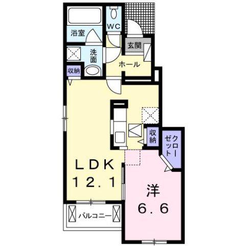 アネシス木太B(1LDK/1階)の間取り写真