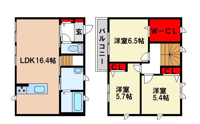 ディアモンテ合町(3LDK/1階)の間取り写真