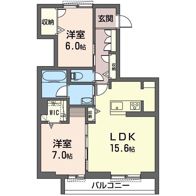 オルテンシア(2LDK/2階)の間取り写真