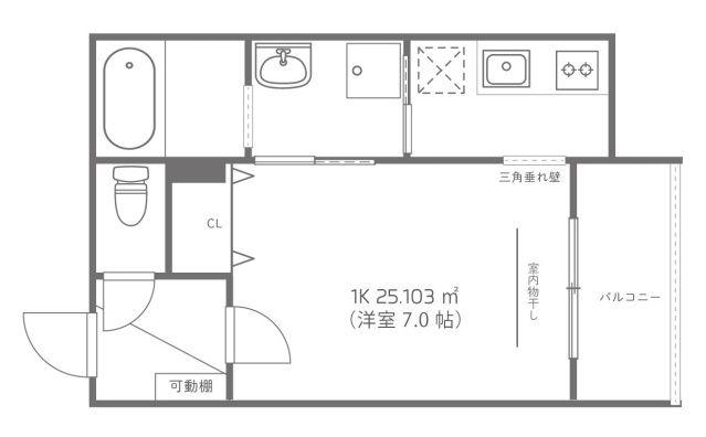 REVE曙(1K/3階)の間取り写真
