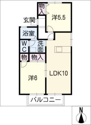 カーサベルデD棟(2LDK/1階)の間取り写真