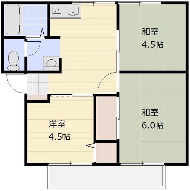 グリーンステージ A棟(3DK/2階)の間取り写真