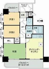 ライオンズマンション海老名第3(3DK/10階)の間取り写真