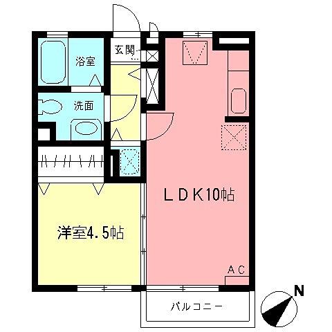 プロシード(1LDK/1階)の間取り写真