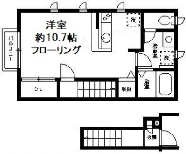 ヴァンオランジュ(ワンルーム/2階)の間取り写真