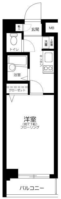 VERONA池袋本町LUSSO(1K/1階)の間取り写真