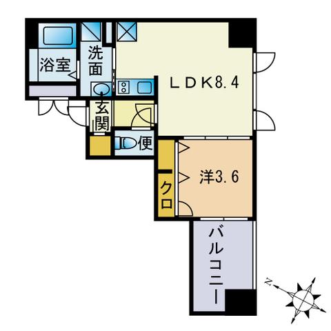 フラッツGENKAI VII(1LDK/3階)の間取り写真
