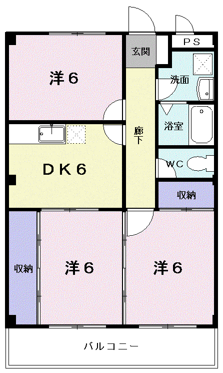 ラコニアGK(3DK/4階)の間取り写真