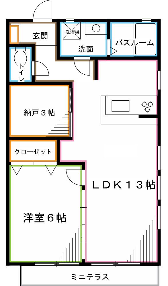 CASAVERDE南荻窪D棟(1SLDK/1階)の間取り写真