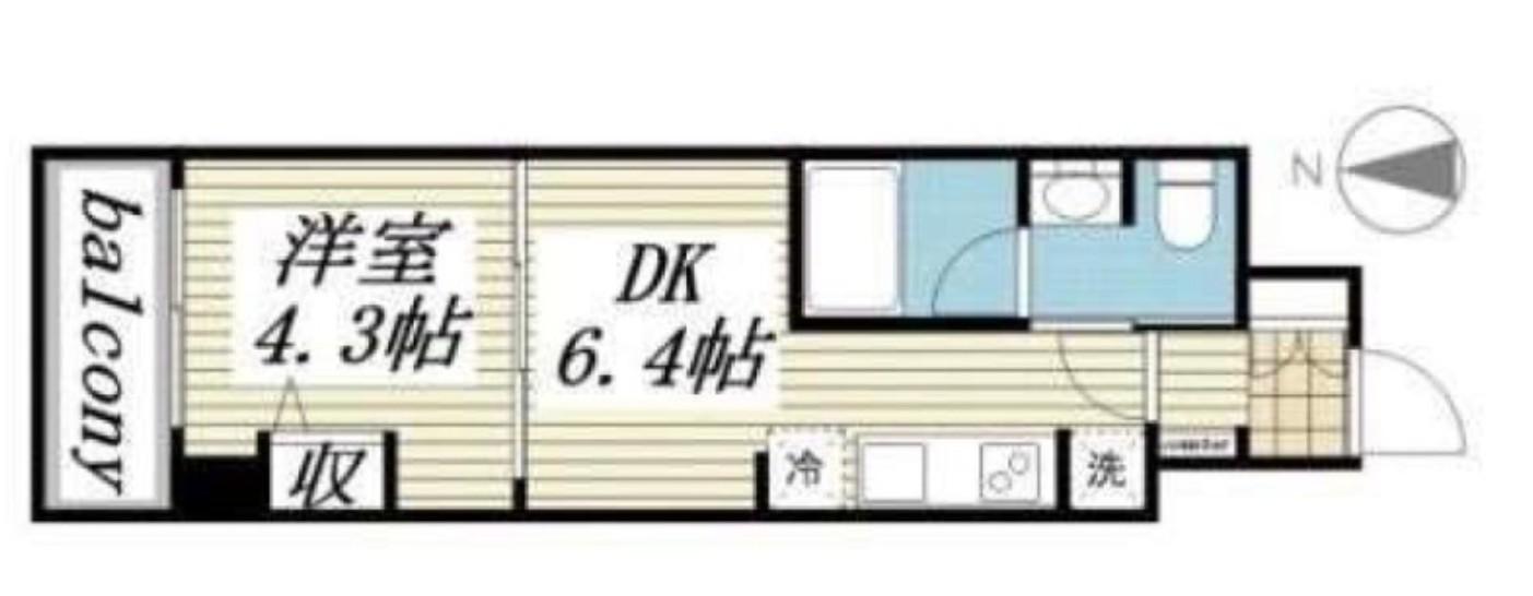 CREAL門前仲町II(1DK/3階)の間取り写真