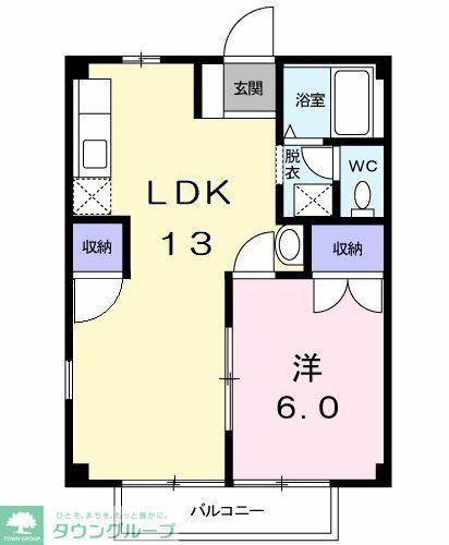 サンビューラーB(1LDK/1階)の間取り写真