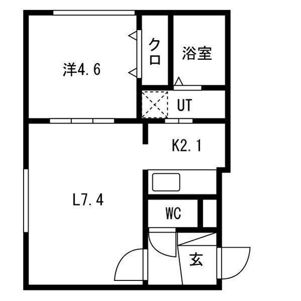 ルリ美園(1LDK/3階)の間取り写真