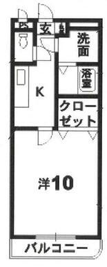 マリベールNT(1K/1階)の間取り写真