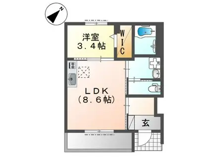 エストファミーユII(1LDK/1階)の間取り写真