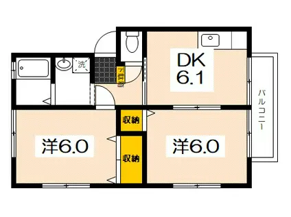 サンパール駅前A(2DK/2階)の間取り写真