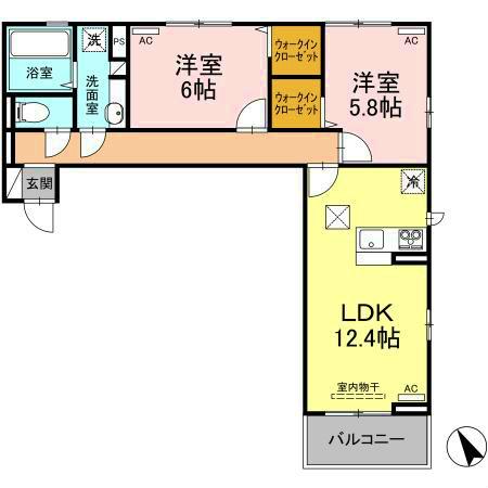 ミルキー住吉(2LDK/1階)の間取り写真