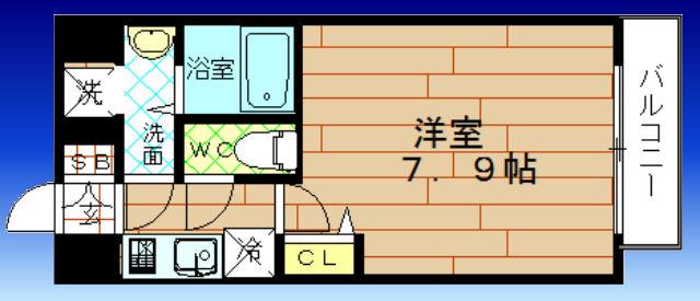 カインド四貫島(1K/2階)の間取り写真
